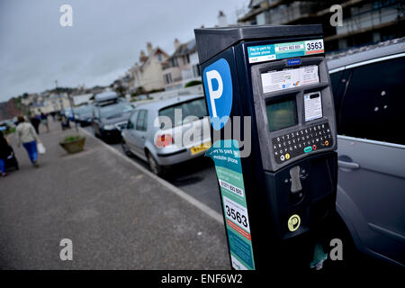 Parkuhr East Devon District Council (Zahlen und Maschine anzeigen) Stockfoto