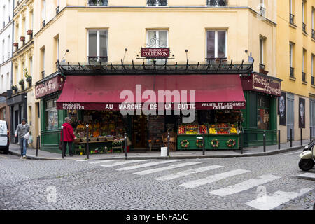 Lebensmittelgeschäft in Montmartre, das berühmt wurde, weil als Set für "Die fabelhafte Schicksal von Amélie Poulain" Stockfoto