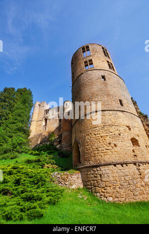 Burg Turm von Beaufort in Luxemburg Stockfoto