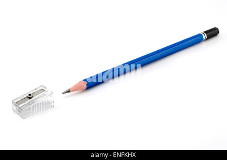 blauen Stift mit spitzer isoliert auf weißem Hintergrund Stockfoto