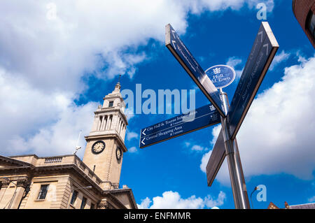 Rumpf-Altstadt Beschilderung Richtungen in Kingston upon Hull UK Stockfoto