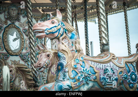 Karussell-Pferd, Festplatz Pferd, Jahrmarktsattraktion, Mary Poppins, Brighton Stockfoto