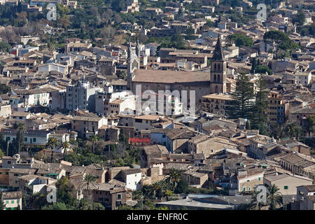 Twonscape mit Sant Bartomeu, Soller, Mallorca, Balearen, Spanien Stockfoto