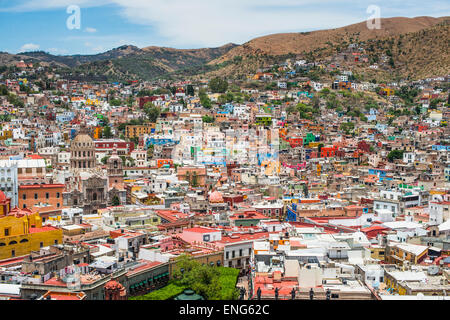 Luftaufnahme von Guanajuato Stadtbild, Guanajuato, Mexiko Stockfoto
