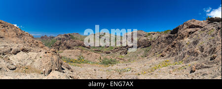 Gran Canaria, Las Cumbres, den höchsten Bereichen der Insel, Pamoramic Blick zum Roque Nublo aus Süd-Ost Stockfoto