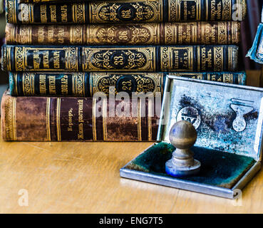 alte antike Bücher im altpreußischen Sprache Stockfoto