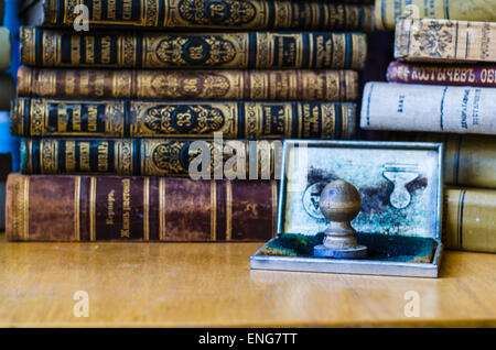 alte antike Bücher im altpreußischen Sprache Stockfoto