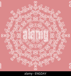 Runde weiße kunstvollen Muster auf rosa Hintergrund Stockfoto