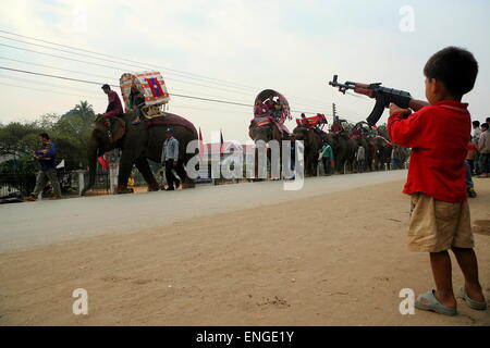 Lao Elephant Festival Sanyabouri Stockfoto