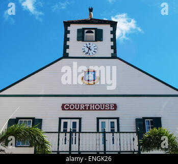 St Martin, Sint Maarten, Niederländische Antillen, Karibik: Die historische Philipsburg Gerichtsgebäude auf der Straße, in der Mitte der Niederländische Stadt Stockfoto