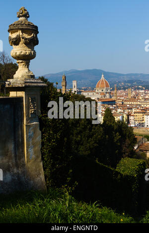 Blick auf Florenz, Italien, von den Boboli-Gärten Stockfoto