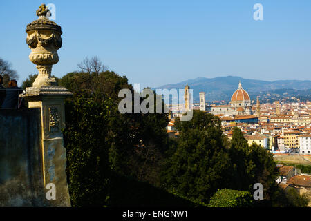 Blick auf Florenz, Italien, von den Boboli-Gärten Stockfoto
