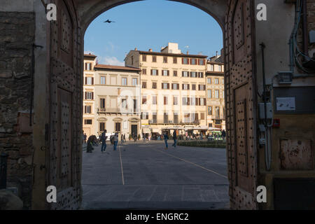 Blick von der Kirche über den Piazza Santa Maria Novella, Florenz, Italien Stockfoto