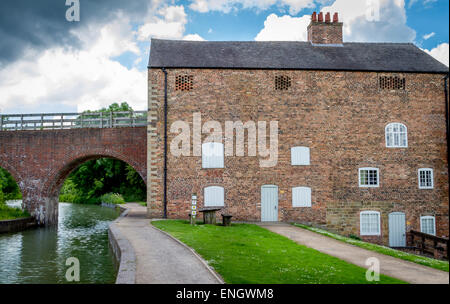 Moira Ofen Museum und Ashby Kanal und Badewanne Yard Becken Nr Swadlincote Derbyshire. England Stockfoto