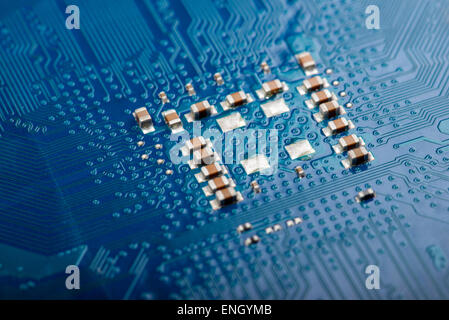 Nahaufnahme einer Platine eines Computers. Foto-Symbol für die moderne Kommunikation Stockfoto