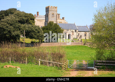 Str. Marys Kirche, East Quantoxhead West Somerset, Bestandteil, die stammt aus dem 14. Jahrhundert Stockfoto