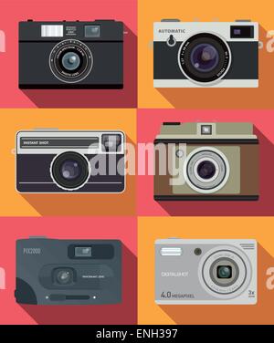 Vintage Kamera-Set. Vektor. Stock Vektor