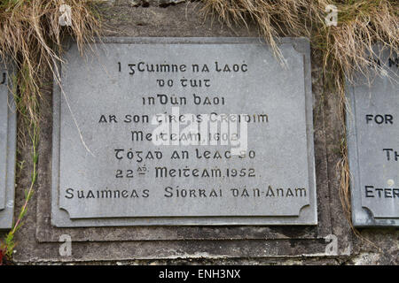 Informationstafel bei den Ruinen von Dunboy Castle auf der Beara-Halbinsel in der Grafschaft Cork Stockfoto