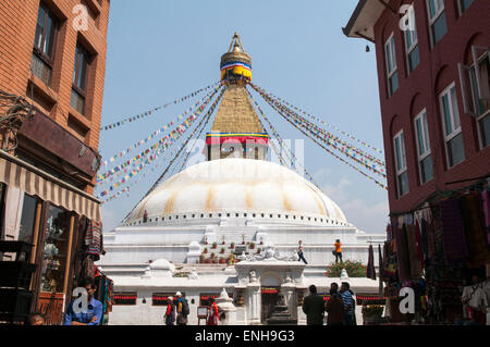 Die wunderschöne Stupa in Boudhanath-Tempel in Kathmandu. Stockfoto