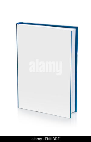 Buch mit leeren Hüllen für Mock-Up Design auf weißem Hintergrund Stockfoto