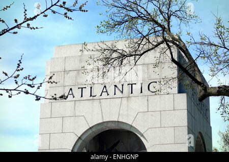 Atlantic gravierte Zeichen im WWII Denkmal in Washington, D.C. Stockfoto