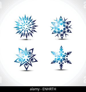 Vektor-Schnee-Flocken-Set von vier Stock Vektor