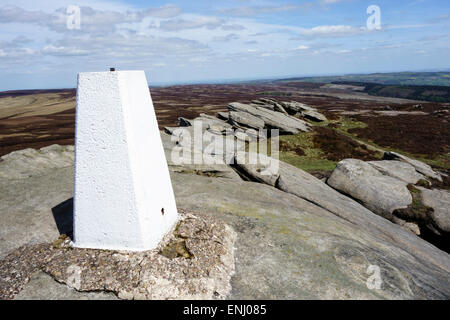 Rückblick auf Cartledge Stone Ridge aus Bradfield Stein Kopf am Rande Derwent im Peak District Stockfoto