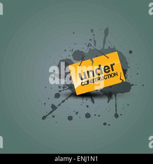 unter Aufbau Aufkleber auf Grunge Hintergrund Stock Vektor