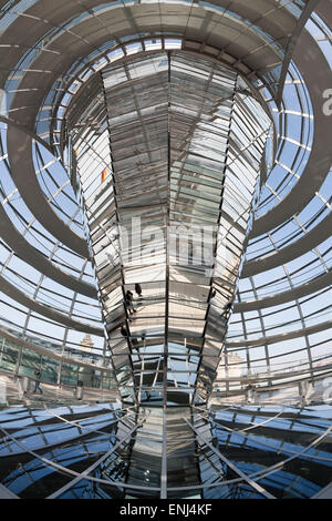 Innere der Kuppel, entworfen von Sir Norman Foster, Reichstag deutsche Parlamentsgebäude Berlin, Deutschland Stockfoto