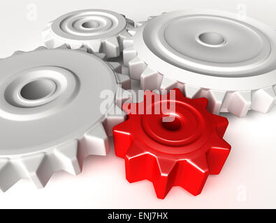 Abstrakte 3D Konzept der Zahnräder Stockfoto