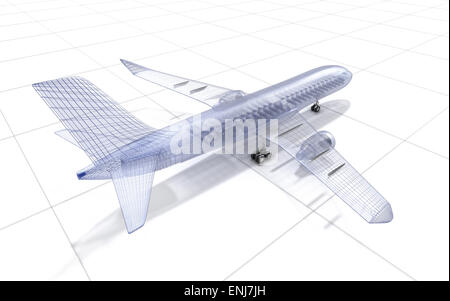 Draht Flugzeugmodell, isoliert auf weiss. Mein eigenes design Stockfoto