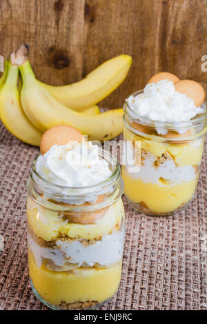 Bananencreme geschichteten parfait Stockfoto