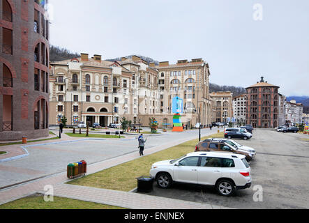 Sotschi, Russland - 13. Februar 2015: Gorki Gorod Resort in Esto-Sadok Stockfoto