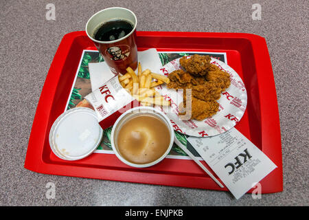 KFC Mahlzeit, hot Wings Menü Stockfoto