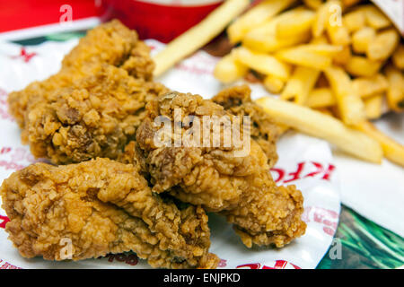 KFC Mahlzeit, hot Wings Menü Stockfoto