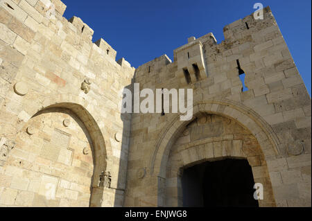 Israel. Jerusalem. Jaffa-Tor. Detail. Alten Stadtmauern. Stockfoto