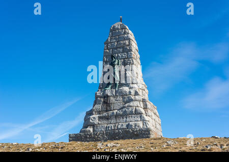 Denkmal für die Blue Devils, Diables Bleus, Bergsteiger-Bataillon im ersten Weltkrieg, errichtet im Jahre 1927 auf dem Grand Ballon, der Stockfoto