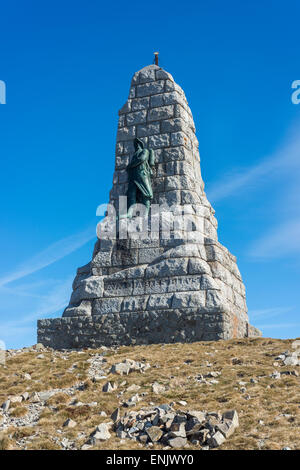 Denkmal für die Blue Devils, Diables Bleus, Bergsteiger-Bataillon im ersten Weltkrieg, errichtet im Jahre 1927 auf dem Grand Ballon, der Stockfoto