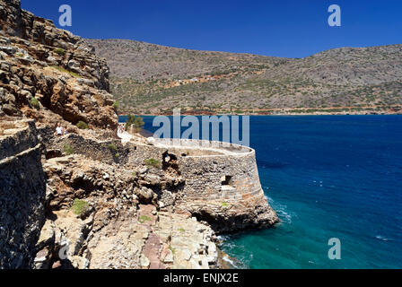 Venezianische Festung und ehemalige Leprakolonie, Spinalonga Insel, Elounda, Lasithi, Kreta, Griechenland. Stockfoto