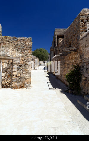 Venezianische Festung und ehemalige Leprakolonie, Spinalonga Insel, Elounda, Lasithi, Kreta, Griechenland. Stockfoto