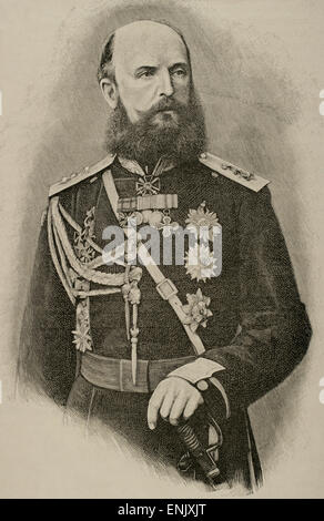 Nikolai Wassiljewitsch Baron von angestrebte (1842 – 1905). General der russischen Armee und militärischen Schriftsteller. Gravur. Historia Universal, 1885. Stockfoto