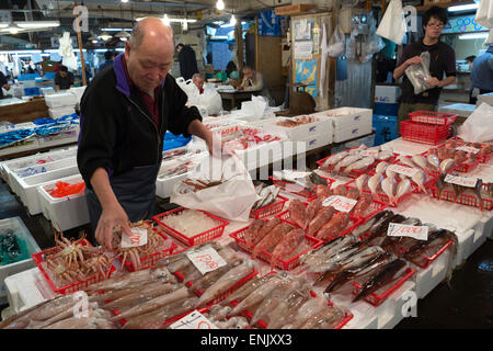 Tsukiji Fischmarkt, Chuo, Tokyo, Japan, Asien Stockfoto