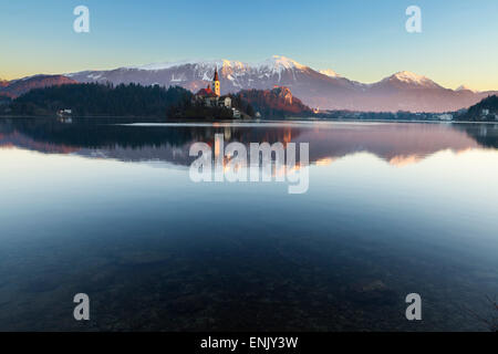 Die Übernahme der Wallfahrtskirche Maria am See geblutet und geblutet, Burg, Bled, Slowenien, Europa Stockfoto