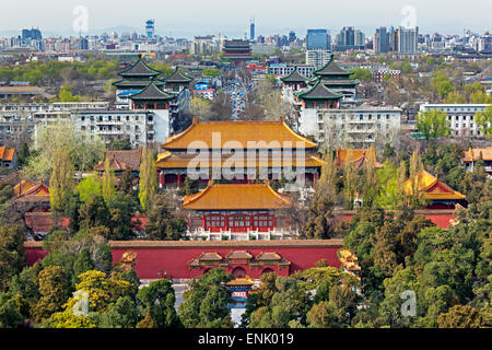 Die Verbotene Stadt in Beijing suchen Süden entnommen Betrachtung Punkt der Jingshan Park, Peking, China, Asien Stockfoto