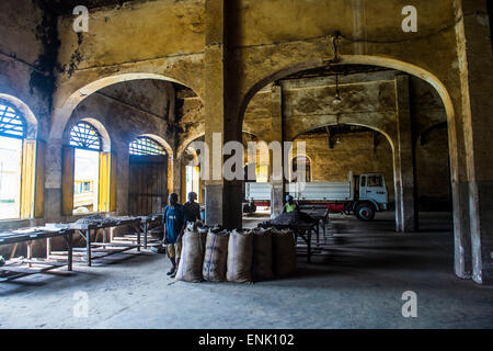 Altbauten in der Kakao-Plantage Roca Aguaize, Ostküste von São Tomé, Sao Tome und Principe, Atlantik, Afrika Stockfoto