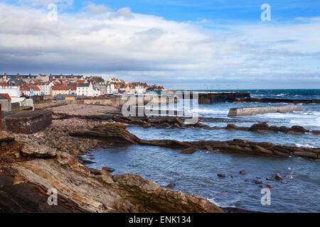 St. Monans Fischerdorf und Hafen von Fife Coast Path, Fife, Schottland, Vereinigtes Königreich, Europa Stockfoto