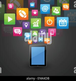 Smartphone-Tablet mit social Media-Symbole Stock Vektor