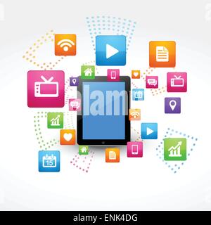Vektor-Tablet mit social Media-Symbole Stock Vektor