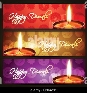 schöne Vektor-glückliches Diwali-Header-set Stock Vektor