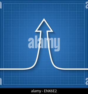 Pfeil nach oben Schild über Blueprint Hintergrund - Vektor-Illustration. EPS 10 Stock Vektor